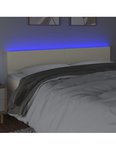 Testiera Crema a LED 200x5x78/88 cm in Similpelle