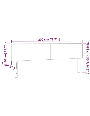 Testiera Crema a LED 200x5x78/88 cm in Similpelle