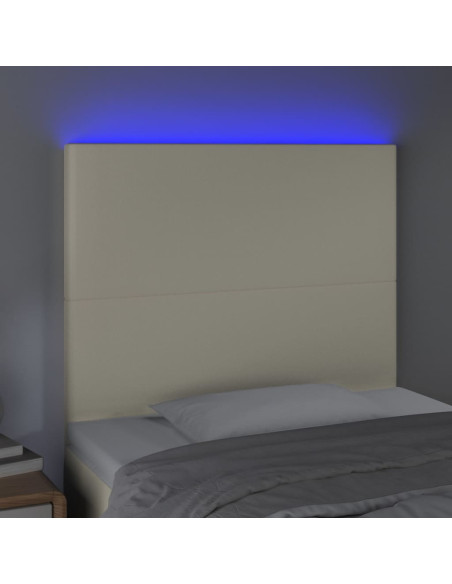 Testiera a LED Crema 100x5x118/128 cm in Similpelle