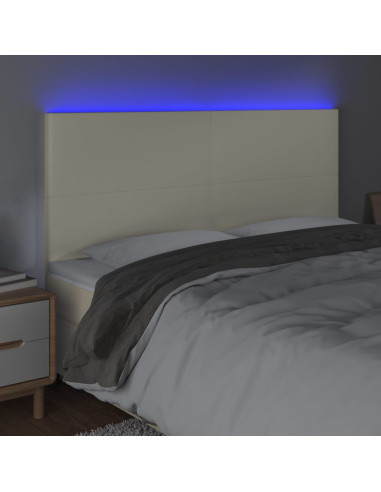 Testiera a LED Crema 200x5x118/128 cm in Similpelle