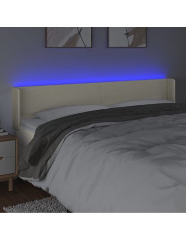 Testiera a LED Crema 203x16x78/88 cm in Similpelle