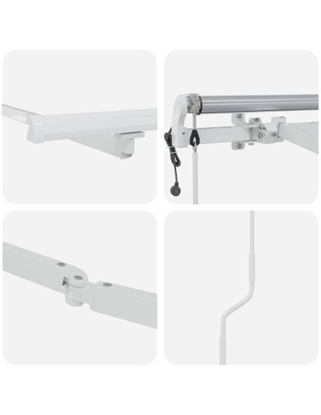 Tenda da Sole Manuale Bianco 4,5 × 3 m Metallo