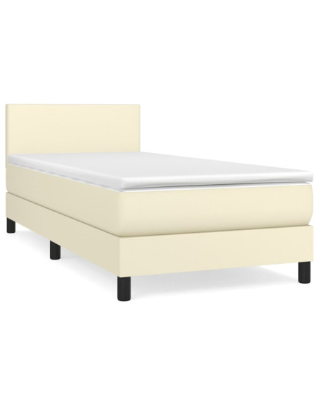 Giroletto a Molle con Materasso Crema 90x200 cm in Similpelle
