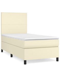 Giroletto a Molle con Materasso Crema 100x200 cm in Similpelle