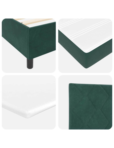 Letto a molle con testiera Verde scuro 140 x 190 cm Velluto