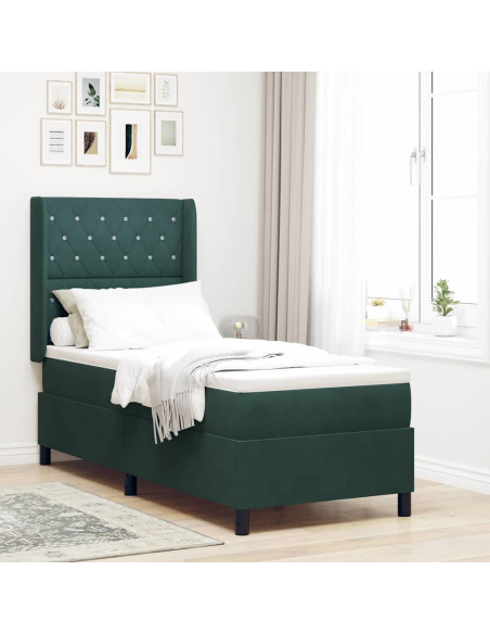 Letto con Box Springs LED e Materasso Verde Scuro 80 x 200 cm