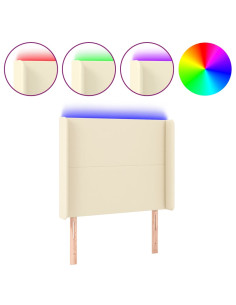 Testiera a LED Crema 103x16x118/128 cm in Similpelle