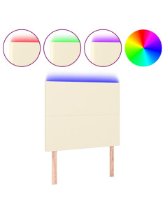 Testiera a LED Crema 100x5x118/128 cm in Similpelle