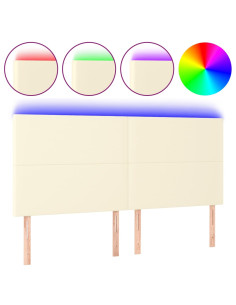 Testiera a LED Crema 200x5x118/128 cm in Similpelle