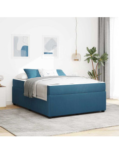Struttura del letto con materasso Blu 160 x 200 cm Tessuto 2