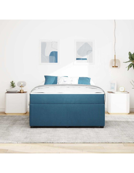 Struttura del letto con materasso Blu 160 x 200 cm Tessuto