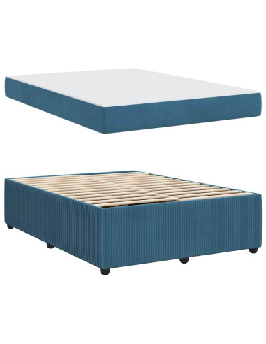 Struttura del letto con materasso Blu 160 x 200 cm Tessuto