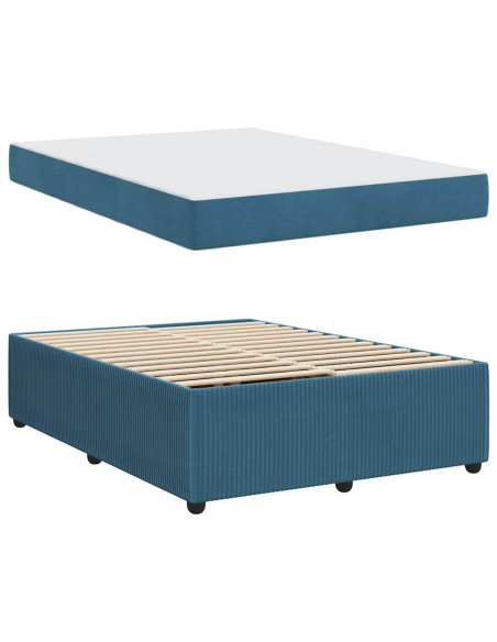 Struttura letto con materasso Blu 160 x 200 cm Velluto