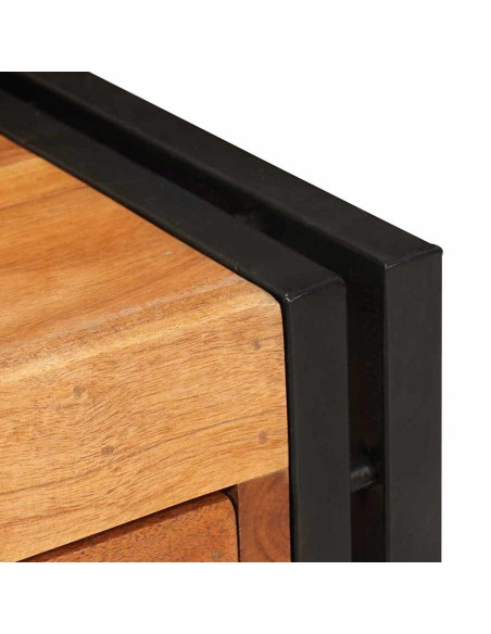 Tavolino 30 x 30 x 40 cm Legno di acacia massello e metallo