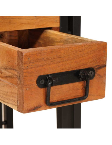 Tavolino con cassetto 30 x 30 x 40 cm Legno di Acacia Massello