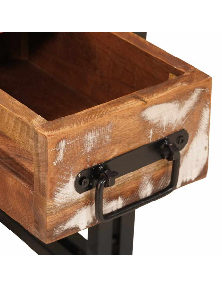 Tavolino con cassetto 30 x 30 x 40 cm Legno Recuperato Massello