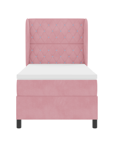 Letto a molle con materasso Rosa 200 x 100 cm Poliestere