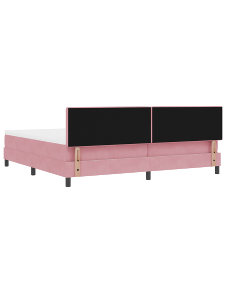 Letto a Sorgente LED con materasso Rosa 200 x 200 cm Velluto