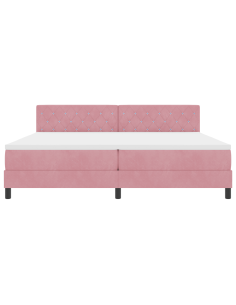 Letto a Sorgente LED con materasso Rosa 200 x 200 cm Velluto 2