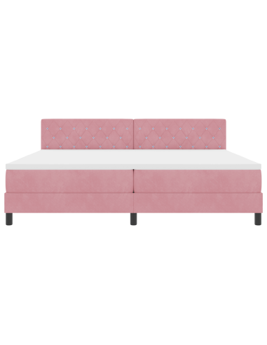 Letto a Sorgente LED con materasso Rosa 200 x 200 cm Velluto