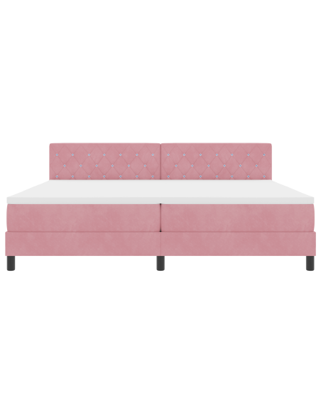 Letto a box spring con materasso e LED Rosa 200x200 cm in velluto