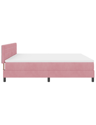 Letto a Sorgente LED con materasso Rosa 200 x 200 cm Velluto