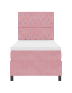 Letto a Sorgente LED con materasso Rosa 100 x 200 cm Tessuto