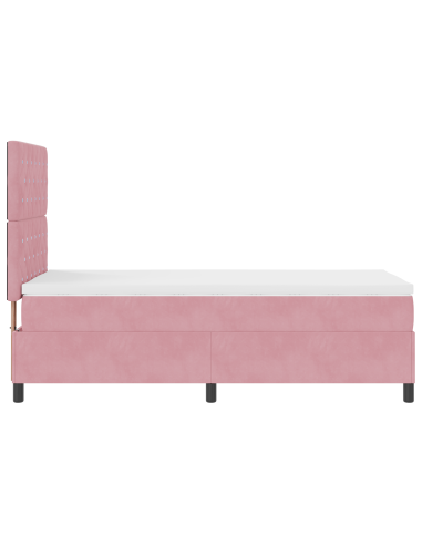 Letto a Sorgente LED con materasso Rosa 100 x 200 cm Tessuto