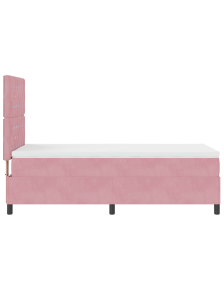 Letto a Sorgente LED con materasso Rosa 100 x 200 cm Tessuto