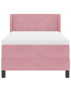 Letto a molle con materasso Rosa 200 x 100 cm Poliestere
