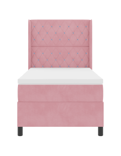 Letto a molle con materasso con led Rosa 100 x 200 cm Velluto 2