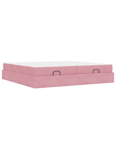 Struttura letto con materasso con materasso 2 pcs Rosa Velluto
