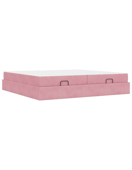 Struttura letto con materasso con materasso 2 pcs Rosa Velluto