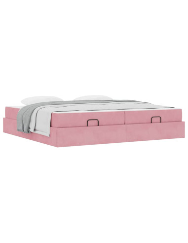 Struttura letto con materasso con materasso 2 pcs Rosa Velluto