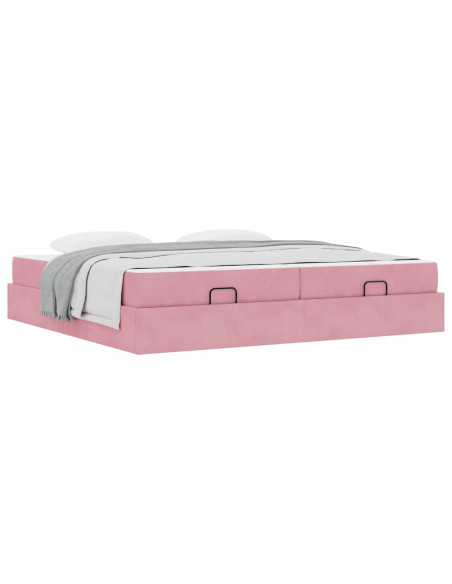 Struttura letto con materasso con materasso 2 pcs Rosa Velluto