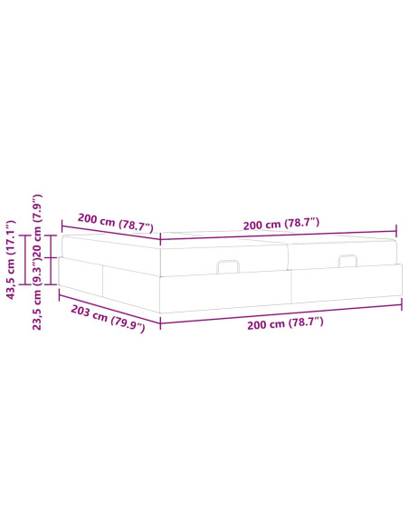 Struttura del letto Altro Rosa 200 x 200 cm Velluto