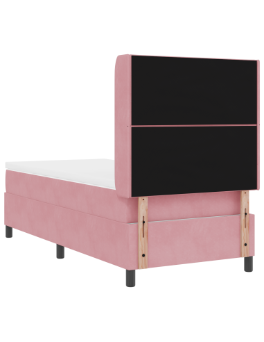 Letto a molle con materasso con led Rosa 100 x 200 cm Velluto