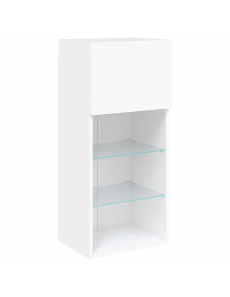 Mobili Porta TV con Luci LED 2 pz Bianchi 40,5x30x90 cm