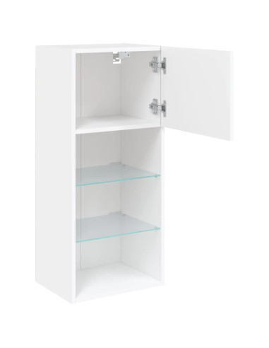 Mobili Porta TV con Luci LED 2 pz Bianchi 40,5x30x90 cm