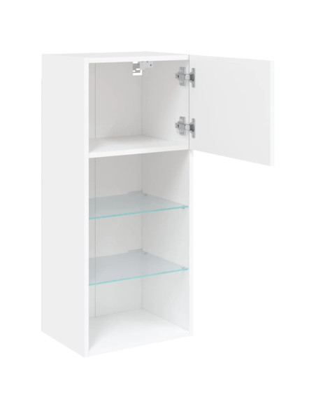 Mobili Porta TV con Luci LED 2 pz Bianchi 40,5x30x90 cm