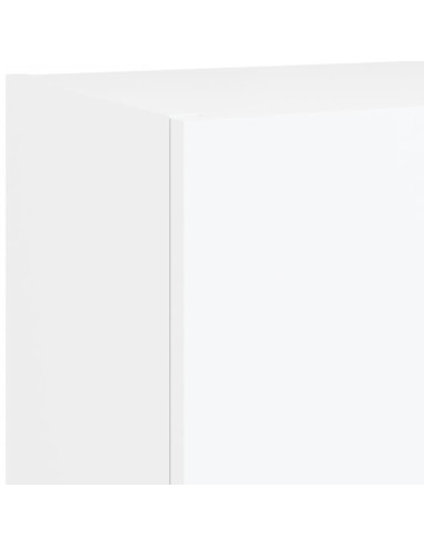 Mobili TV a Muro con LED 5pz Bianchi in Legno Multistrato