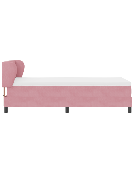 Letto a molle con materasso Rosa 100 x 200 cm Velluto