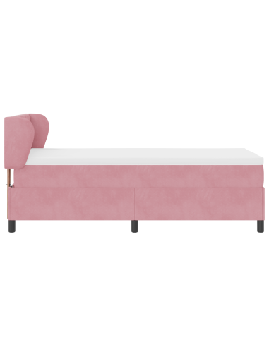 Letto a molle con materasso Rosa 100 x 200 cm Velluto