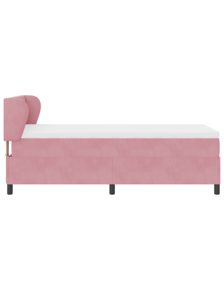 Letto a molle con materasso Rosa 100 x 200 cm Velluto