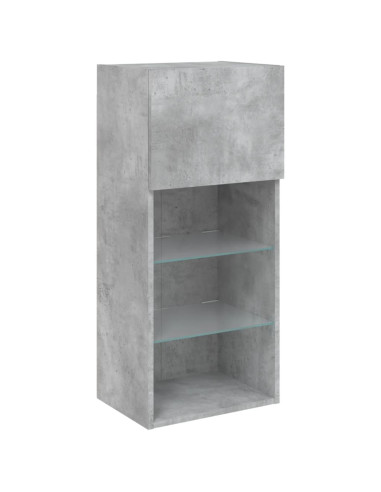 Mobili TV a Muro con LED 5pz Grigio Cemento Legno Multistrato