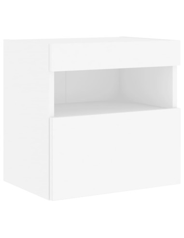 Mobili TV a Muro con LED 5pz Bianchi in Legno Multistrato