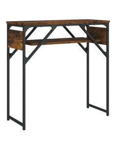 Tavolo Consolle Ripiano Rovere Fumo 75x30x75 Legno Multistrato