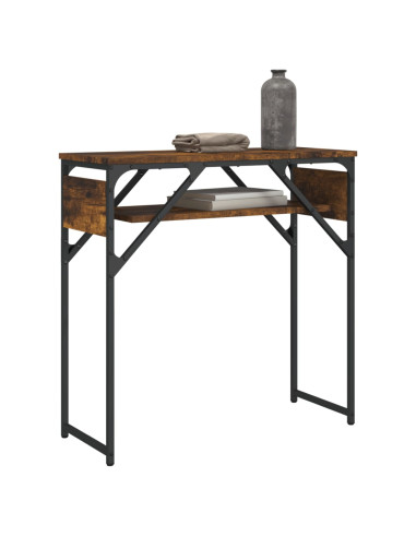 Tavolo Consolle Ripiano Rovere Fumo 75x30x75 Legno Multistrato