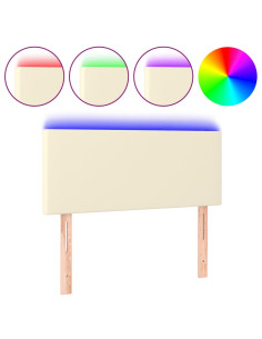 Testiera Crema a LED 90x5x78/88 cm in Similpelle