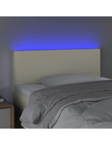 Testiera Crema a LED 90x5x78/88 cm in Similpelle
